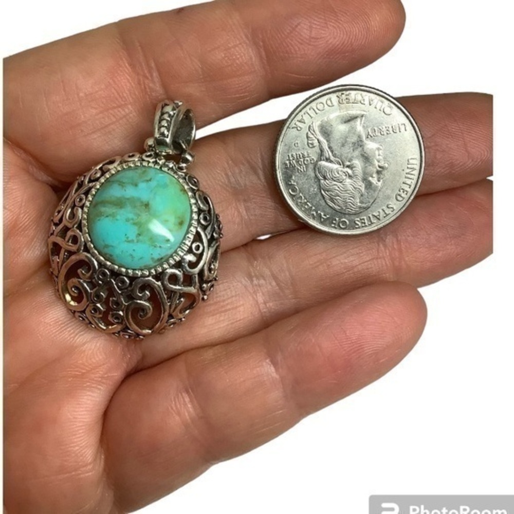 Sterling silver natural blue turquoise pendant
